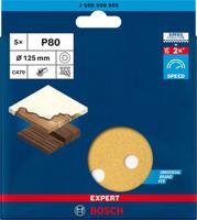2608900805 Bosch C470 Aluminium Oxide Sanding Disc, 125mm, Medium Grade, P80 Grit, 5 in pack