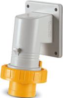 410-230 Scame IP66, IP67 Yellow Wall Mount 2P + E Right Angle Industrial Power Plug, Rated At 32A, 110 V