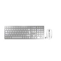 jd-9100fr-1 Cherry CHERRY DW 9100 SLIM Wireless Ergonomic Keyboard and Mouse Set, AZERTY (France), Silver/White