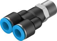qsy-38-10 Festo Y Threaded Adaptor, Push In 10 mm to Push In 10 mm, Threaded-to-Tube Connection Style, 153145