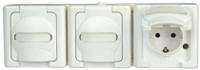 131302006 Kopp White 3 Gang Plug Socket, 2+E Poles, 16A, Type F - German Schuko, Outdoor Use