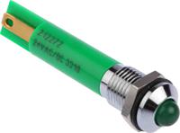 212-272 RS PRO Green Panel Mount Indicator, 24V dc, 8mm Mounting Hole Size, Solder Tab Termination, IP67