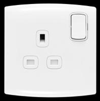 alf4346whw Contactum White 1 Gang Plug Socket, 2 Poles, 13A, Indoor Use
