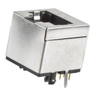 91139-088lf Amphenol ICC MOD JACK Series Female RJ45 Connector, PCB Mount, Cat3, Nickel Plated Copper Alloy Shield Right Angle 1