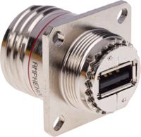 usbftv21n Amphenol Socapex Straight, Panel Mount, Socket- Single Port Type A 2.0 IP68 USB Connector