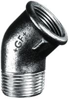 770121104 Georg Fischer Black Oxide Malleable Iron Fitting, 45° Elbow, Male BSPT 1/2in to Female BSPP 1/2in