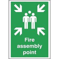146-415 Polypropylene Fire Safety Sign, Fire Assembly Point With English Text Self-Adhesive