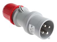 2133236rv Scame IP44 Red Cable Mount 3P + E Industrial Power Connector Adapter Plug, Rated At 32A, 415 V,With Phase Inverter