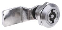 192-9647 RS PRO Silver Stainless Steel Cabinet Lock, 26mm Panel-to-Tongue, Key Unlock
