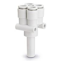 kq2xd04-06a SMC KQ2 Series Y Fitting, Push In 4 mm to Push In 4 mm, Threaded-to-Tube Connection Style