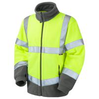 f01-y-xl Leo Workwear Yellow Unisex Hi Vis Fleece, XL