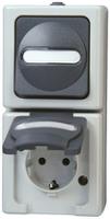 130856009 Kopp Grey 2 Gang Plug Socket, 16A, Type F - German Schuko, Outdoor Use