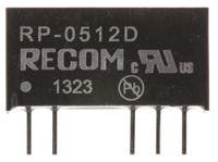 rp-0512d Recom RP DC-DC Converter, ±12V dc/ ±42mA Output, 4.5 → 5.5 V dc Input, 1W, Through Hole, +85°C Max Temp -40°C