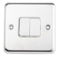 k4672bss MK Electric White Rocker Light Switch, 2 Way, 2 Gang, K4672