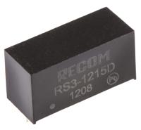 rs3-1215d Recom RS3 DC-DC Converter, ±15V dc/ ±100mA Output, 9 → 18 V dc Input, 3W, Through Hole, +71°C Max Temp -40°C Min