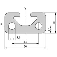 264-7873 RS PRO Silver Aluminium, Anodized Profile Strut, 20 x 10 mm, 5mm Groove, 1m Length