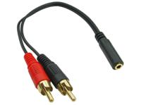 192-4470 RS PRO Male 3.5mm Stereo Jack to Male RCA x 2 Aux Cable, Black, 200mm