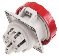 4183267 Scame IP66, IP67 Red Panel Mount 3P + N + E Heavy Duty Power Connector Socket, Rated At 32A, 415 V