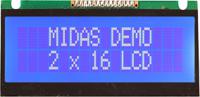 mc21605fa6we-bnmlw Midas MC21605FA6WE-BNMLW Alphanumeric LCD Alphanumeric Display, 2 Rows by 16 Characters