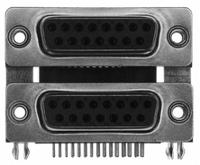 189-015-513r491 Norcomp 189 15 Way Right Angle Through Hole D-sub Connector Female/Female, 2.769mm Pitch, with 4-40 Hex Standoff, Fork