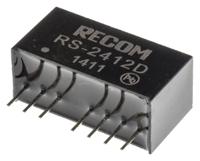 rs-2412d Recom RS DC-DC Converter, ±12V dc/ ±83mA Output, 18 → 36 V dc Input, 2W, Through Hole, +85°C Max Temp -40°C Min