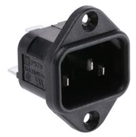 px057963 Bulgin C14 Flange Mount IEC Connector Male, 10A, 250 V