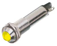 609-1312-140f Dialight Yellow Panel Mount Indicator, 24V dc, 9mm Mounting Hole Size, Solder Tab Termination