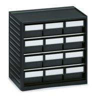 294-4esd Treston 12 Drawer Storage Unit, PP, 290mm x 310mm x 180mm, Black