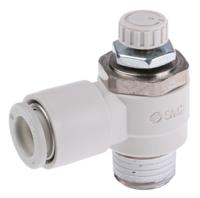 as2201f-02-08s SMC AS Series Threaded Speed Controller, R 1/4 Male Inlet Port x R 1/4 Male Outlet Port x 8mm Tube Outlet Port