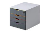 760627 Durable 4 Drawer Storage Unit, Plastic, 292mm x 280mm x 356mm, Multi-Colour