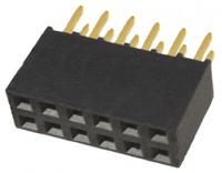ssq-106-01-g-d Samtec SSQ Series Straight Through Hole Mount PCB Socket, 12-Contact, 2-Row, 2.54mm Pitch, Solder Termination