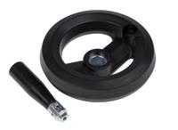 161-2009 RS PRO Black Glass-Fibre Reinforced Technopolymer Hand Wheel, 126mm diameter
