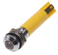 211-538 RS PRO Yellow Panel Mount Indicator, 24V ac/dc, 8mm Mounting Hole Size, Solder Tab Termination, IP67