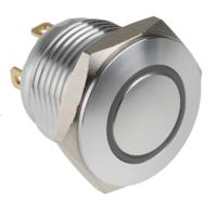 175-8499 RS PRO Illuminated Push Button Switch, Momentary, Panel Mount, 16mm Cutout, SPST, Green, Red LED, 36V dc, IP67