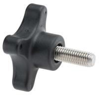 702-7746 RS PRO Black 4-Arm Clamping Knob, M10, Threaded Stud