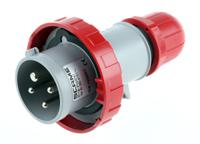 2181636rv Scame IP66, IP67 Red Cable Mount 3P + E Industrial Power Connector Adapter Plug, Rated At 16A, 415 V,With Phase Inverter