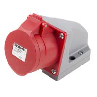 5121657-7 Scame, Optima IP44 Red Wall Mount 6P + E Right Angle Industrial Power Socket, Rated At 16A, 415 V