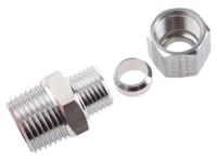 1805-10-21 Legris Stainless Steel Pipe Fitting, Straight Hexagon Coupler, Male BSP 1/2in
