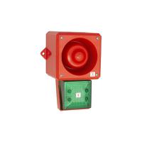 245314 Clifford & Snell YL50 Hi Vis Series Green Sounder Beacon, 24 V dc, IP66, Bulkhead, Flat Wall, 112dB at 1 Metre