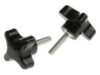 686-610 RS PRO Black 4-Arm Clamping Knob, M6, Threaded Stud