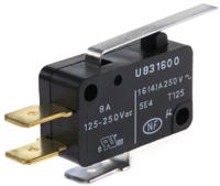 83160067 Crouzet Lever Micro Switch, Tab Terminal, 16 A @ 250 V ac, SP-CO