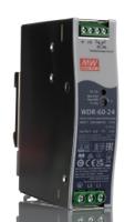 wdr-60-24 MEAN WELL WDR Switched Mode DIN Rail Power Supply, 180 → 550 V ac / 254 → 780V dc ac, dc Input, 24 V dc