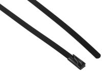 547-4333 RS PRO Cable Tie, Roller Ball, 360mm x 4.6 mm, Black Polyester Coated Stainless Steel, Pk-100