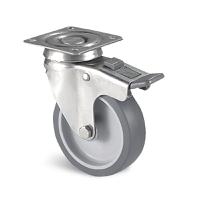 jp2bd075-325l Guitel Hervieu Braked Swivel Castor Wheel, 60kg Capacity, 75mm Wheel
