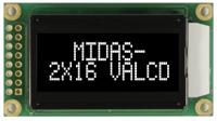 mc20805a12w-vnmlw Midas MC20805A12W-VNMLW MC20805 Alphanumeric LCD Display Black, 2 Rows by 8 Characters, Transmissive