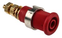 233020-22 Staubli Red Female Banana Socket, 4 mm Connector, Solder Termination, 32A, 1000V, Gold Plating