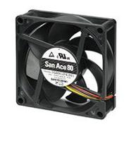9ga0824p4j001 Sanyo Denki 9GA Series Axial Fan, 24 V dc, DC Operation, 124m³/h, 6.72W, 280mA Max, 80 x 80 x 25mm