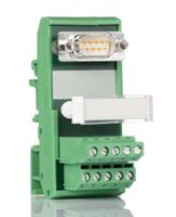2281128 Phoenix Contact FLKM-D9 SUB/S Series 9-Contact Male Interface Module, D-sub Connector, DIN Rail Mount, 2.5A