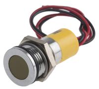 703-8942 RS PRO Yellow Panel Mount Indicator, 24V dc, 14mm Mounting Hole Size, Lead Wires Termination, IP67