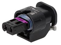 1-1718643-1 TE Connectivity, MCON 1.2 Automotive Connector Socket Black Plug-In 2 Way